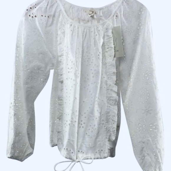 💲SALE💲Additional 10% OFF! NWT Joie White Eyelet Tie Waist Blouse Sz M - Picture 1 of 7